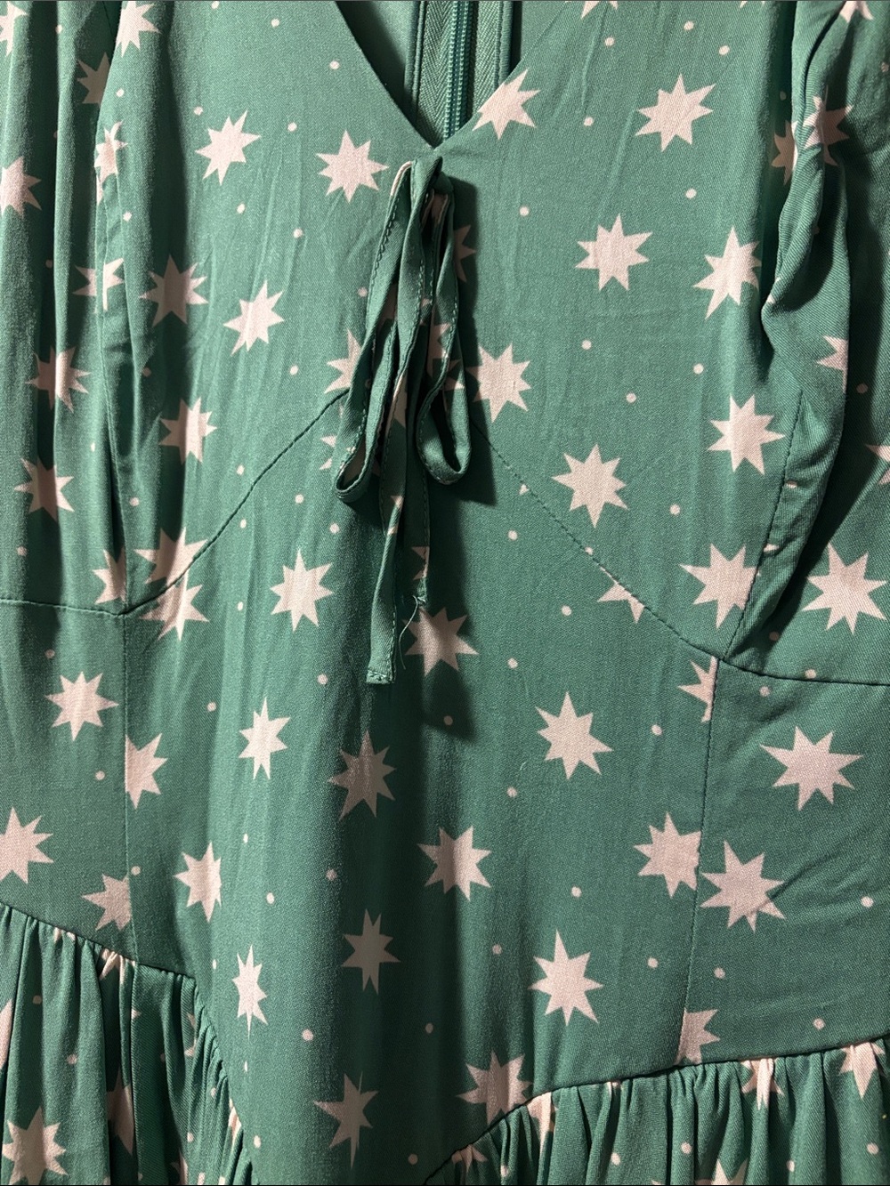 Torrid Retro Chic Flutter Sleeve Dress Mint Green Celestial Stars - Picture 4 of 6